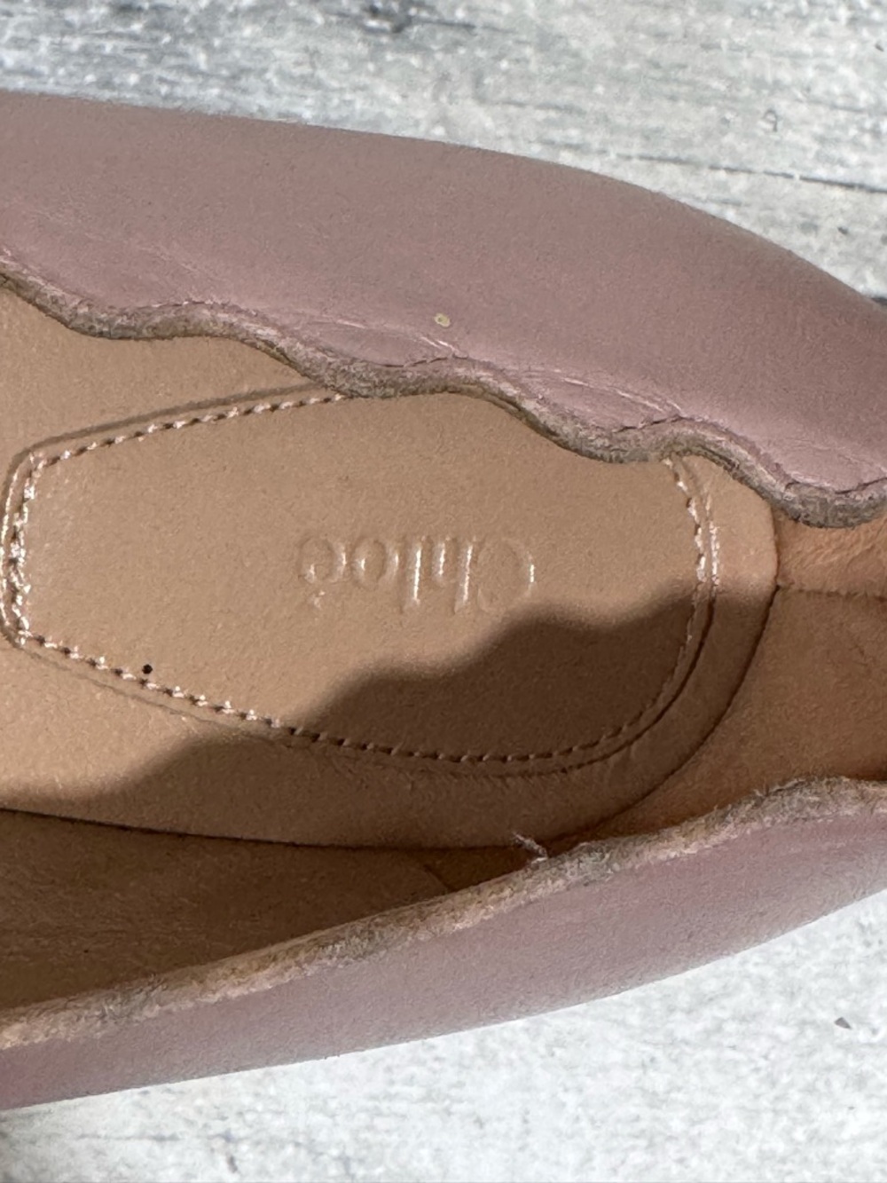 CHLOÉ Lauren Scalloped Leather Ballet Flats In Pink tea - Sz - 8.US /38.EU - Picture 9 of 10